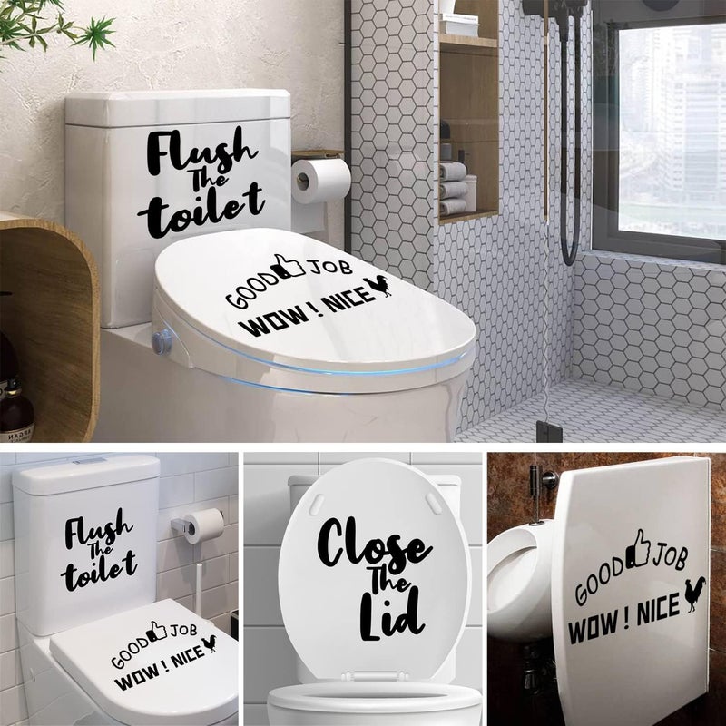 LiveGallery 3 Pieces Set Wow Nice Rooster Toilet Sticker Black Praise Thumb Toilet Lid Decals DIY Removable Funny Reminder Toilet Seat Stickers for Toilet Cistern Bathroom WC Restroom Door - Image 5
